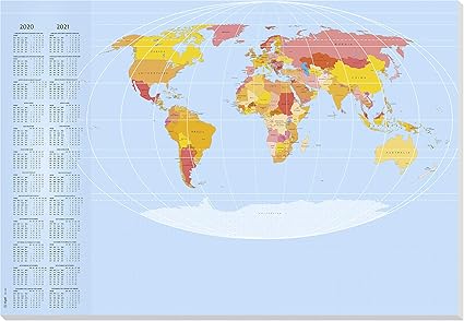 Sigel Ho440 Papier Schreibunterlage Weltkarte Ca Din A2 Extra Gross Mit 2 Jahres Kalender 2020 2021 30 Blatt Weitere Designs Amazon De Burobedarf Schreibwaren