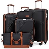 CONCEPTEN Luggage Sets 5 Piece, Suitcases With Wheels, Lightweight Travel Luggage Set With TSA Lock, ABS Hardshell Carry On Suitcase Set, Black