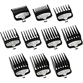 10-Piece Clipper Guards Set Compatible with Most Wahl Hair Clippers | 10 Pcs Clipper Guides Replacement Set, Cutting Length from 1/16" to 1", Not for All Models