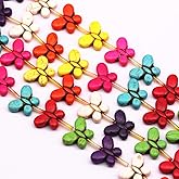 Multi-Color Howlite Turquoise Butterfly Beads 15x20mm 15.5" Strand