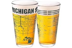 Greenline Goods – Michigan State University Spartans College Pint Beer Glasses (Set of 2), 16 oz – Full-Color Logo + Campus Map