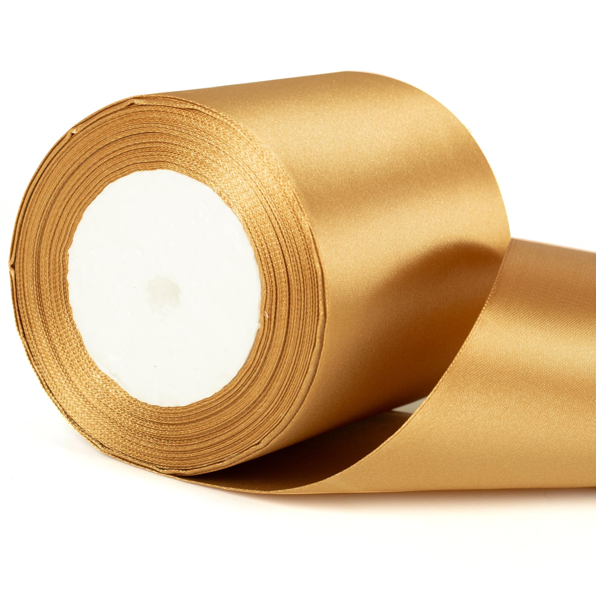 22m x 10cm Wide Champagne Gold Ribbon, Champagne Gold Thick Wedding Car Ribbon for Gift Wrapping, Bouquet, Cake, Craft Decorations, Premium 4 Inch Florist Ribbons for Christmas Birthday Present