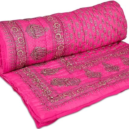 GRJ India Cotton Jaipuri Double Bed Quilt Rajai(Multicolour)