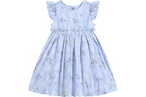 Csbks Toddler Baby Girls' Cotton-Linen Sundress with Ruffle Halter Sleeveless and Swing Dress