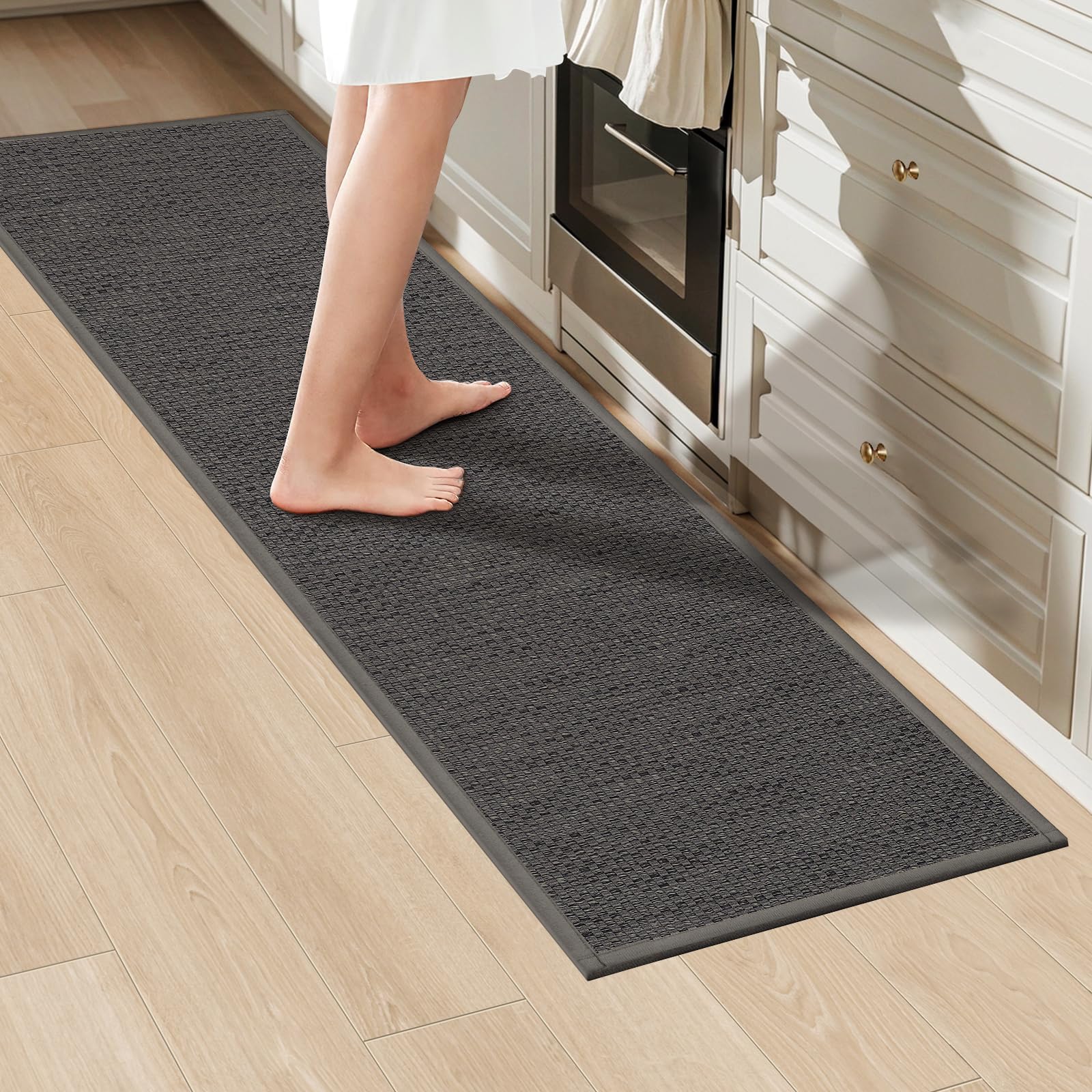 Photo 1 of LEKEEPGO Kitchen Mats for Floor 17"x59", Absorbent Kitchen Rugs, Kitchen Runner Rugs Non Skid Washable, Alfombras Cocina, Kitchen Floor Mat for Laundry, Hallway, Office, Grey
