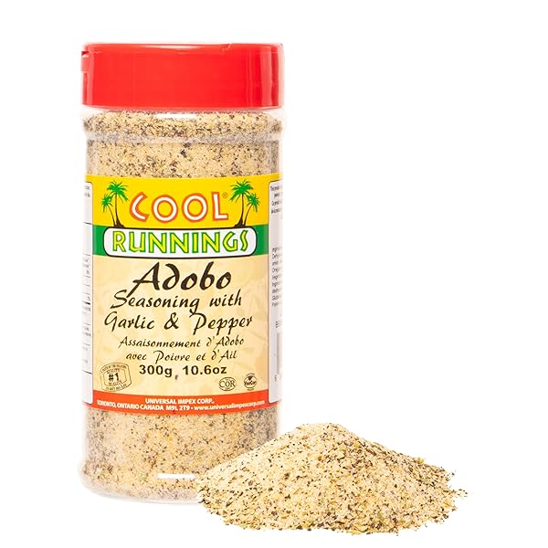 COOL RUNNINGS ADOBO SEASONING WITH PEPPER AND GARLIC 300G – SAVORY AND AROMATIC ADOBO SPICE BLEND FOR MEATS, VEGETABLES, FISH, SEAFOOD AND STEWS
