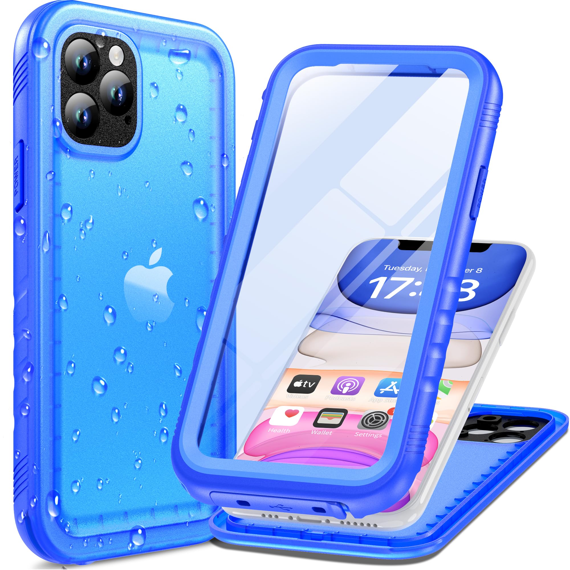 Cozycase for iPhone 11 Pro Waterproof Shockproof Case with Built in Screen/Camera Protector - Unbreakable/Heavy Duty/Front and Back Cover-Blue โ image 1