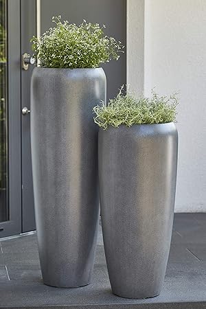 Moderne & Hochwertige Pflanzvase/Pflanzkübel Dunkelgrau Medium