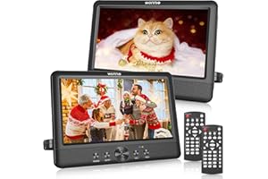 WONNIE 10.5" Two DVD Players Dual Screen Portable Twins CD Player for Car Play a Same or Two Different Movies with 5-Hour Rec