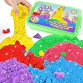 AtMini Play Sand for Kids, 11lbs of 6 Colored Sands, Magic Sand Bulk, Play Sand for Sandbox Sensory Sands Kit Toy for Boys and Girls (Green Tray)