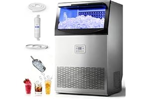 Manastin Commercial Ice Maker, 200lbs/24H Large Ice Machine with 33lbs Storage Capacity, Under Counter Ice Maker with Water Filter, for Home & Bar, Self-Cleaning, Timer, 96 Ice Cubes/15 Mins