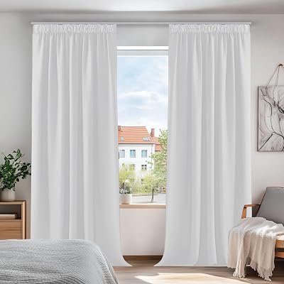 Deconovo Super Soft Room Darkening Curtains 2 Panels Silver Grey W55 x L82