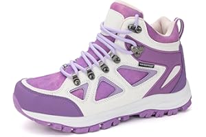 R CORD Kids Hiking Boots Waterproof Non-Slip for Outdoor Lace-Up Closure Girls Hiking Boots Durable TPR Traction Outsole Kids Hiking Shoes