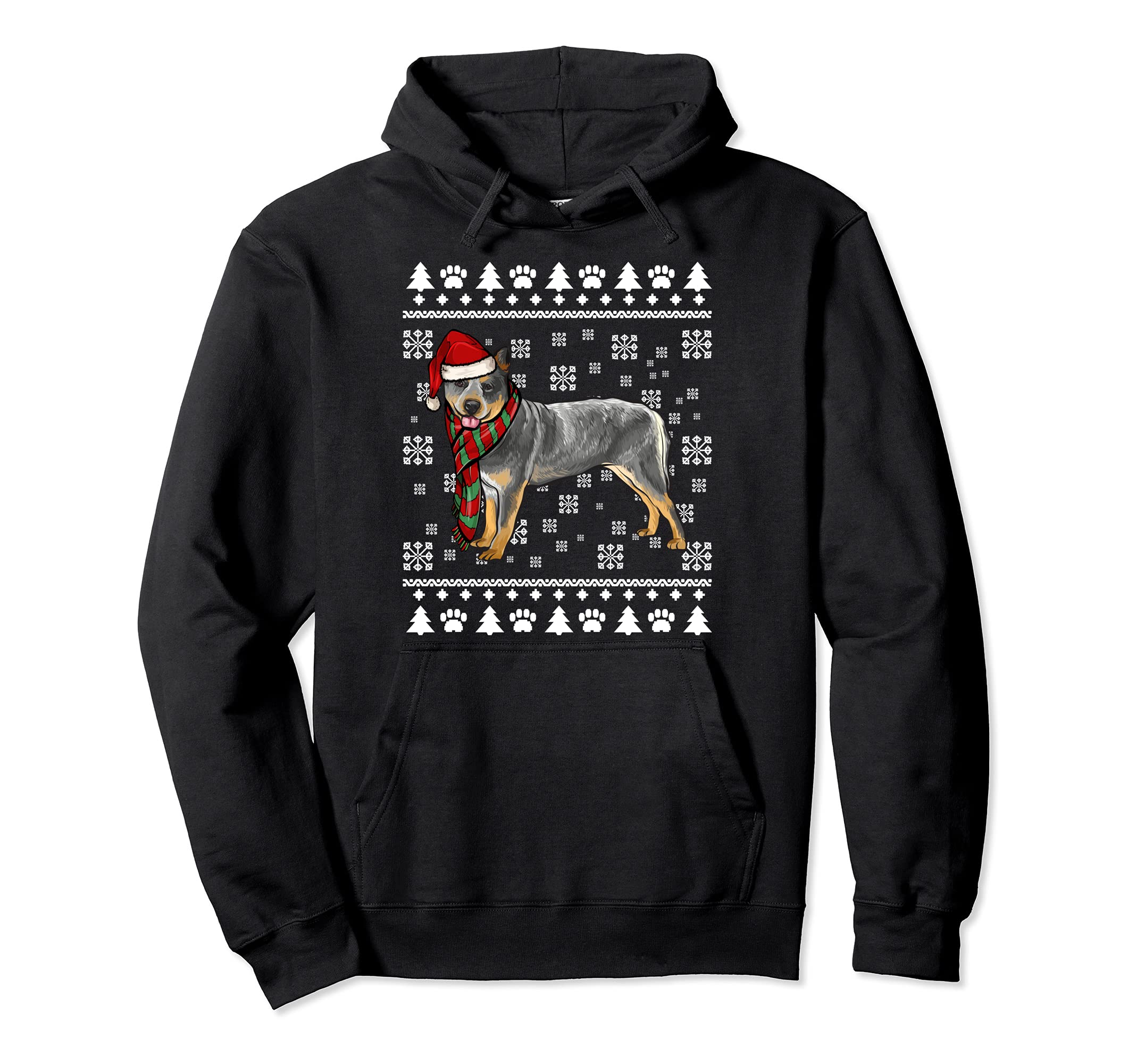 Australian Cattle Dog Santa Hat Xmas Ugly Christmas Pullover Hoodie