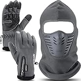 Frienda Winter Balaclava Face Mask Ski Gloves Full Mask Breathable Face Cover Touch Screen Gloves for Men Women Riding