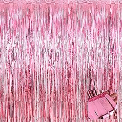 HalloweenDecorate 4 Pack Pink Foil Fringe Curtain