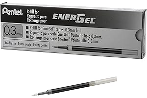 Pentel Refill Ink for EnerGel Liquid Gel Pen, (0.3mm), Extra Fine Line, Needle Tip, Black Ink, Box of 12 (LRN3-A)