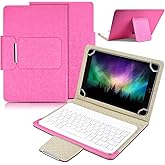 DETUOSI Universal 10.1 inch Android Tablet Case with Keyboard, Removable Wireless Bluetooth Keyboard + PU Leather Folio Book Cover + Stand, Travel Portable Sleeve for iOS/Android/Windows System Tablet