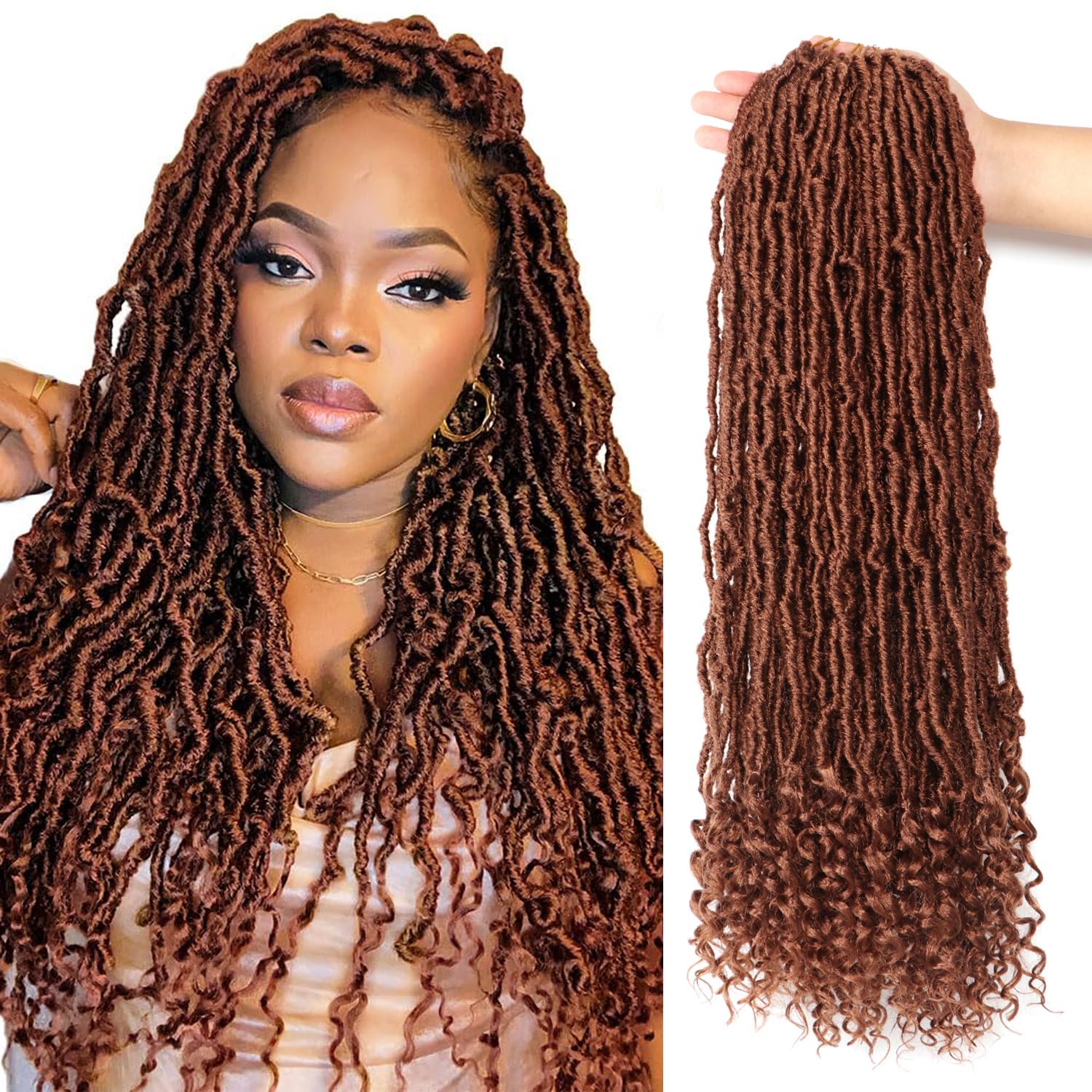 8 Packs Faux Locs Crochet Hair Extensions for Black Women - Goddess Locs Braiding Hair (24 Inch, Pack of 8, #30)