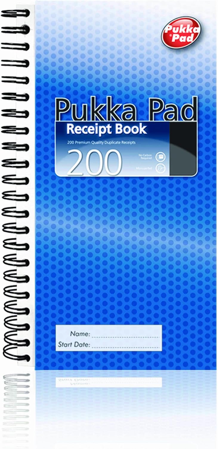 Pukka Pad 200 Entry Duplicate Receipt Book for Business and Sales, Pack of 5, 200 Receipts per Book, 4 per Page, Carbonless
