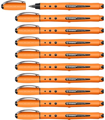 Stabilo Worker Colorful Stylo Roller Noir - Écriture Fluide Et Confortable