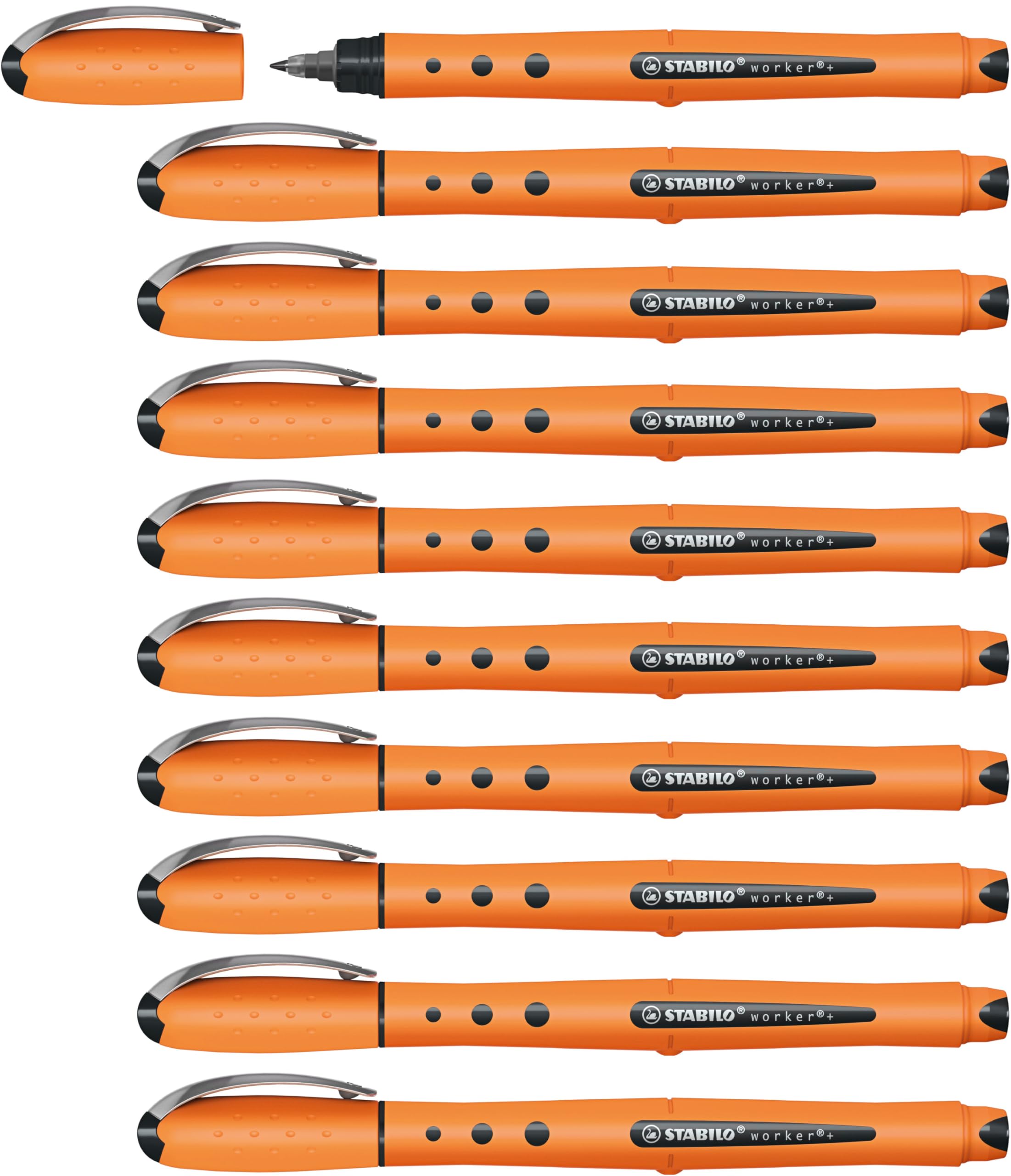 STABILO Rollerball worker+ Medium - Box of 10 - Black