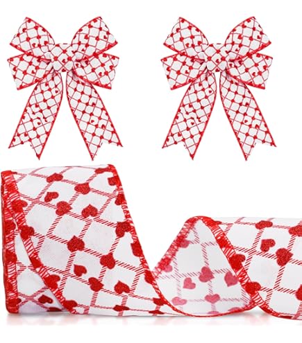 Amazon.com: AnyDesign Valentine's Day Wired Edge Ribbon 2.5 Inch