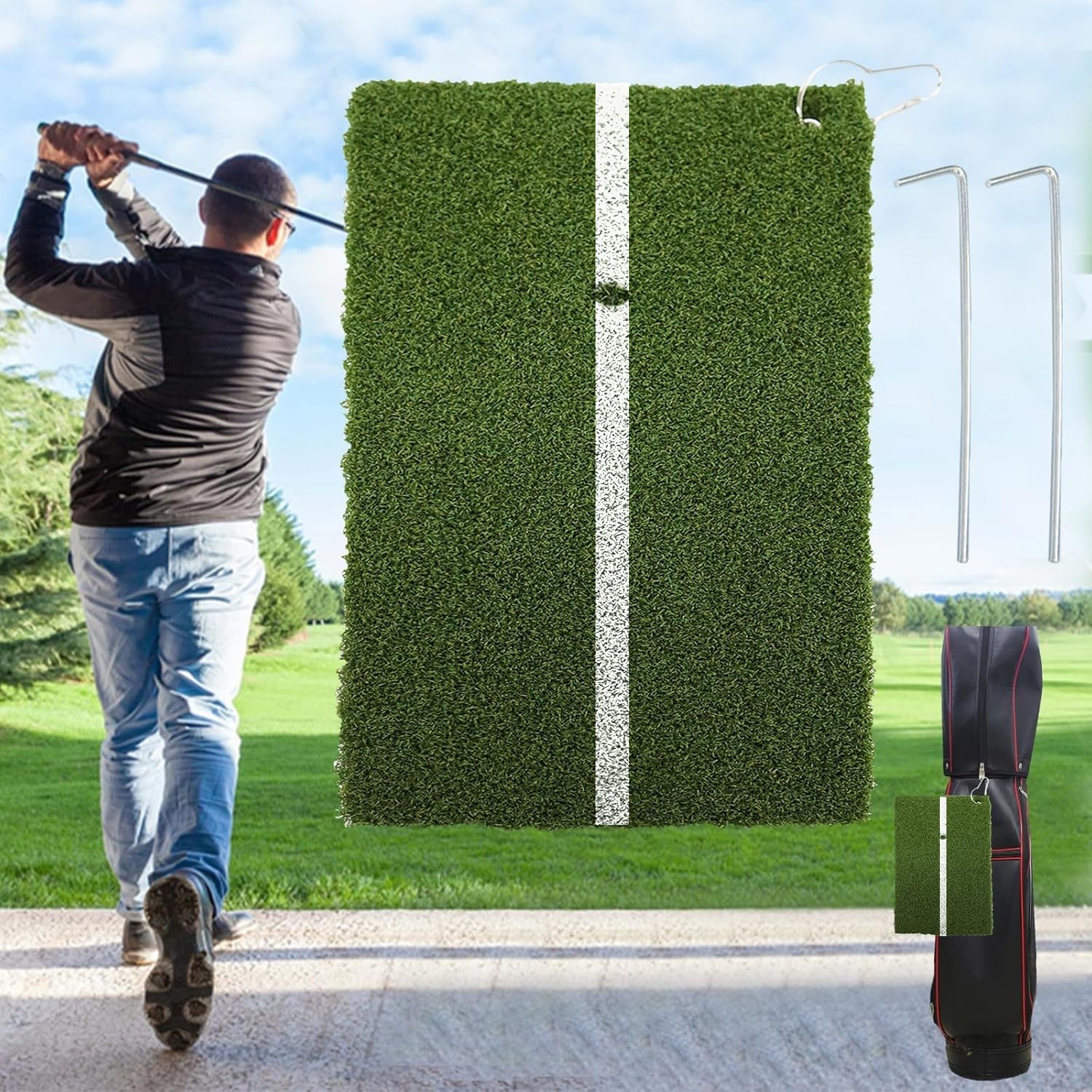 Golf Hitting Mat Practice Trainer Aid for Women Men Value Pack