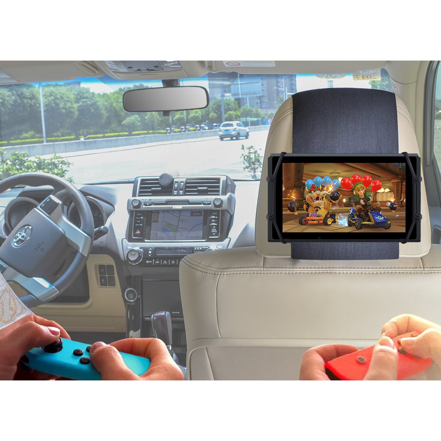 TFY Car Headrest Mount Silicon Holder for Game Machine Nintendo Switch and Other tablets: Video Games