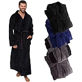 Ross Michaels Mens Robe Big & Tall - Long Plush Shawl Collar Fleece Bathrobe (Black, XX-Large-3X-Large)