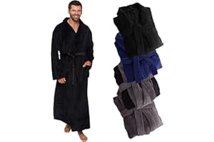 Ross Michaels Mens Robe Plush Big and Tall - Long Fleece Spa Bath Robe with Pockets - Bathrobe Gift for Men and Teens