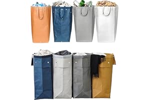 QUALIALL Kitchen Recycling Bin, Large Washable Paper Bags - Sturdy, Foldable, Space-Saving - Multipurpose Trash Can for Kitchen, Garden, and Indoor Use, 4 Colors, 4 Packs/Set