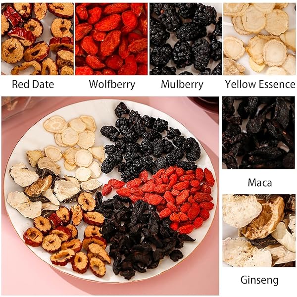 KIDNEY TEA FORMULA GINSENG FIVE TREASURES TEA, GINSENG SIX TREASURE COMBINATION SCENTED RED DATE WOLFBERRY CHINESE KIDNEY CLEANSE MEN’S HEALTH MULBERRY FOR MEN WOMEN (1)
