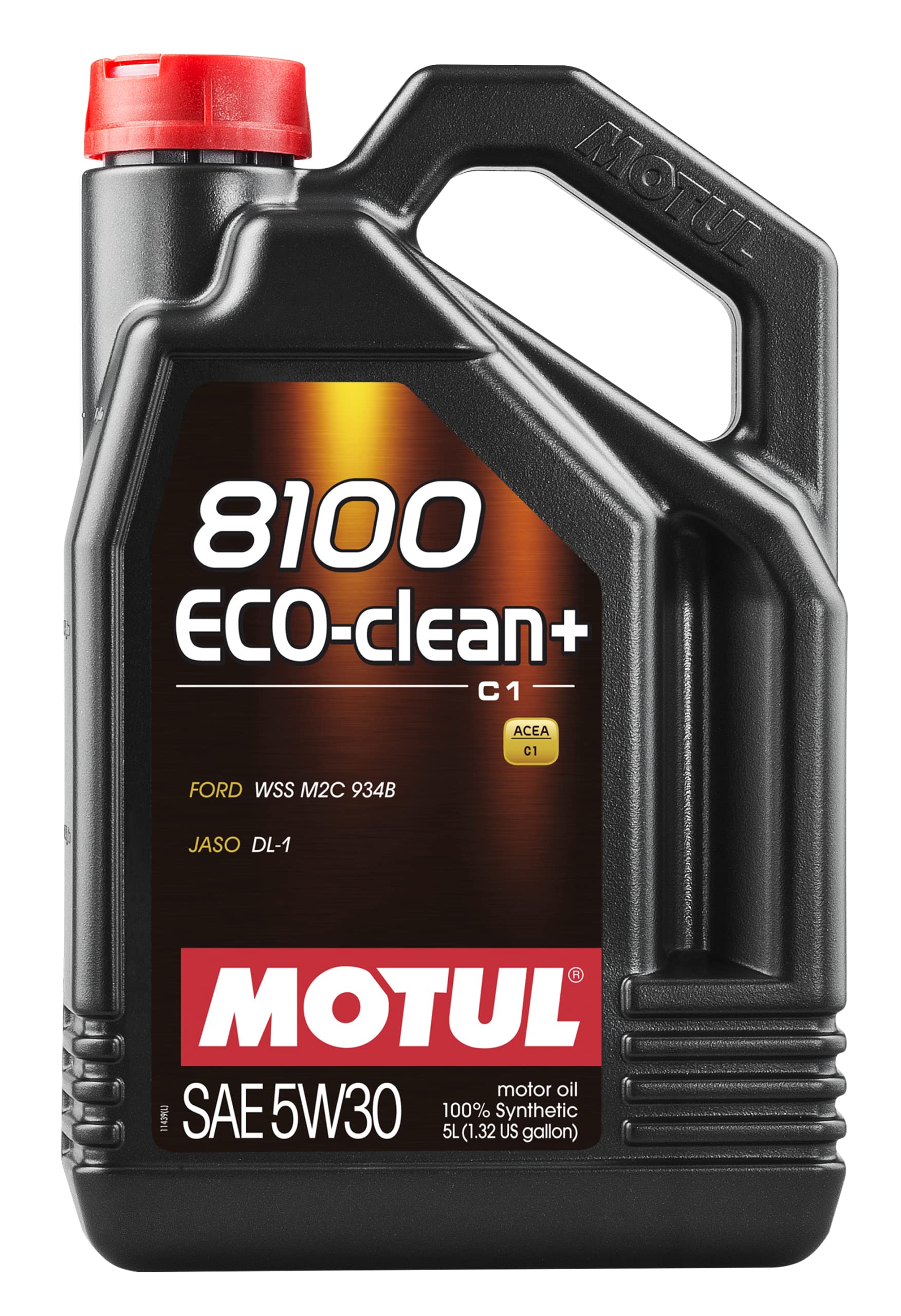 Motul 101584 Car Engine Oil | Motul 8100 ECO-clean+ Fully Synthetic Petrol & Diesel Oil for Euro 4, 5 & 6 Engines | 100% Synthetic Engine Oil | Viscosity SAE J 300, 5W-30 | 5 Litres