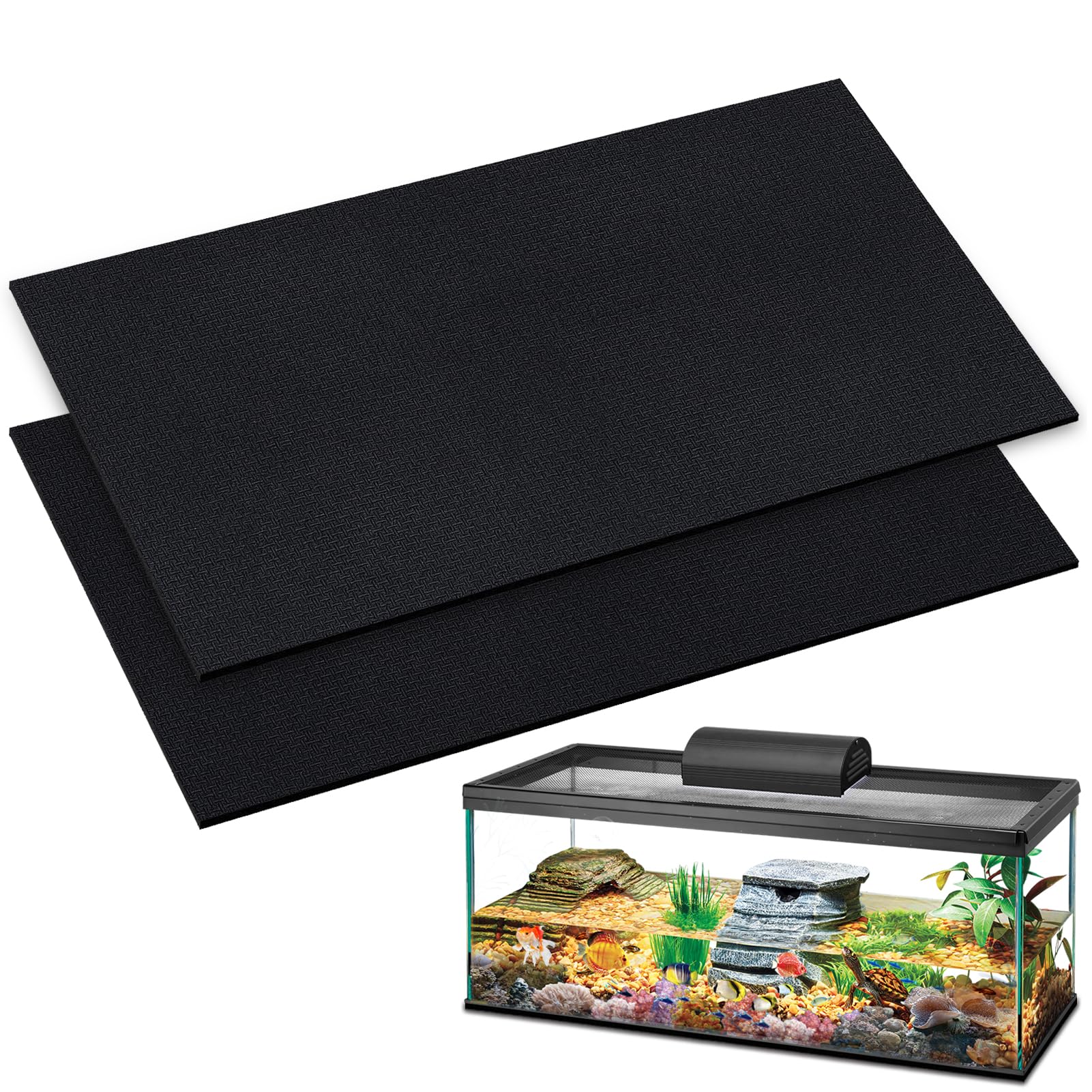 Photo 1 of 15 x 30 x 0.2 Inches Aquarium Leveling Mat 2PCS/Set Neoprene Non-Slip Shockproof Fish Tank Pad Waterproof Textured Surface for Uneven Surfaces Durable Fish Tank Mat with Easy-Cut Edges