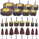 Mixiflor 24 Pcs Abrasive Flap Wheel Sander Set, 80 Grit Sanding Flap Wheel, 1/4" Shank Flap Wheel Sander for Drill, Die Grinder Flap Wheel for Remove Rust