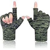 GSAFEME Winter Wool Fishing Gloves Snow Cold Weather Warm for Men or Women Full Fingers Army Green for Fishing, Photography
