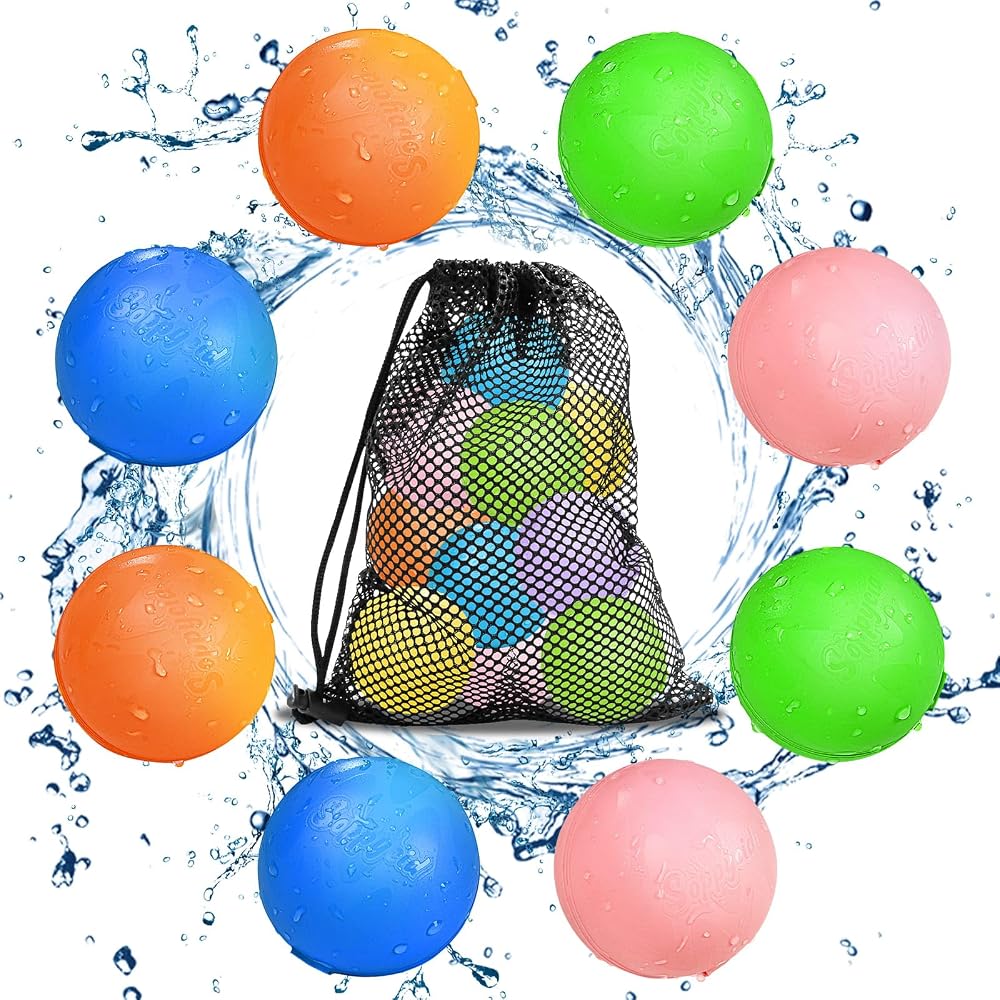 Smasiagon 8 PC Reusable Magnetic Water Balloons Latex Free Silicone