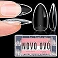 NOVO OVO Extra Thick Almond Nail Tips Press on Natural Curve, Medium Soak Off Soft Gel Fake Nail Extension, Full Cover Matte Cuticle False Nails for Acrylic French, Salon DIY x 14 Sizes 336 pcs