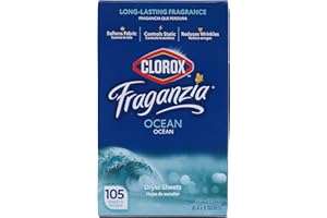 Clorox Fraganzia Dryer Sheets in Ocean Scent, 105 Count | Wrinkle-Reducing Fabric Softener Sheets | Best Laundry Dryer Sheets