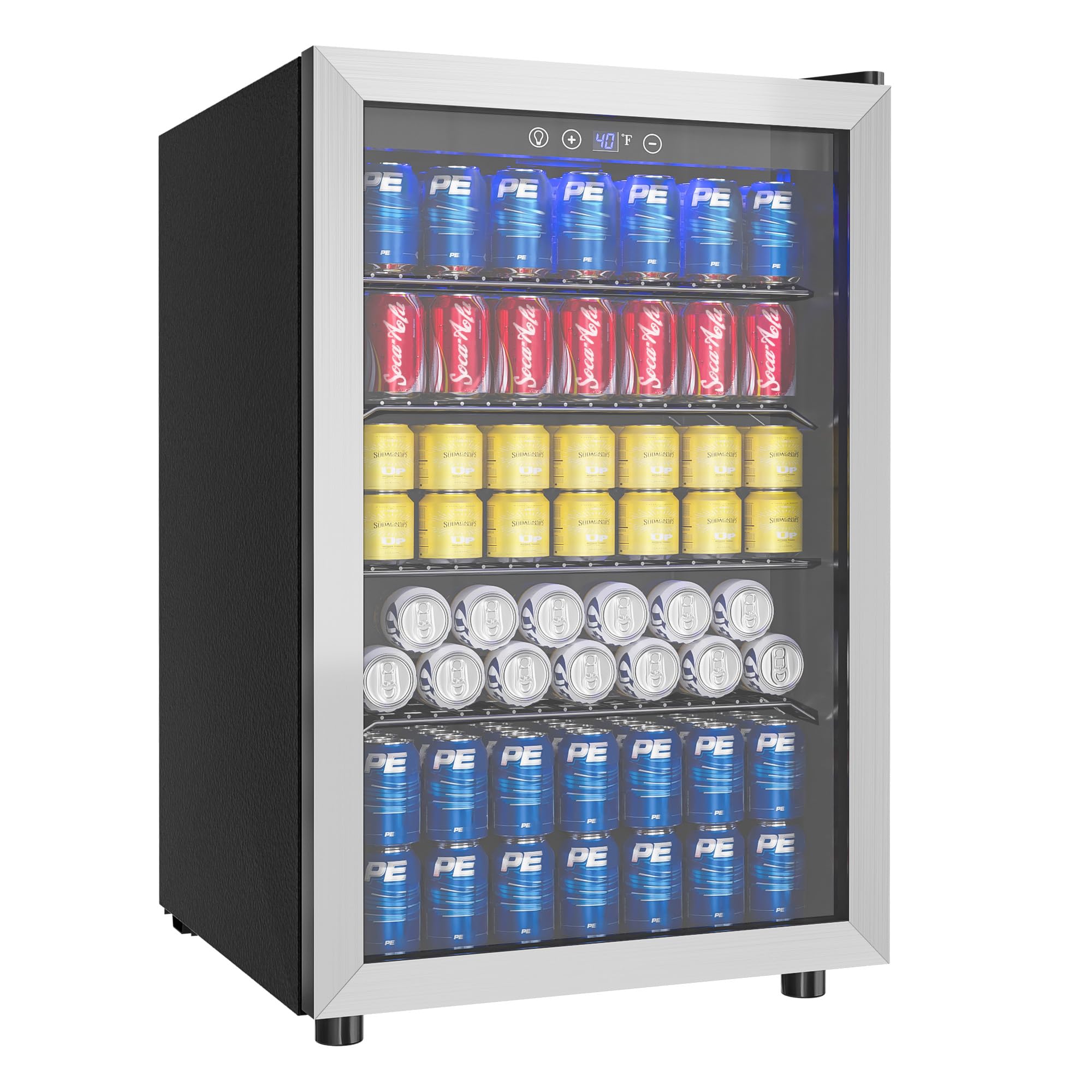 Photo 1 of ***(SIDE PANEL, DOOR OFF BOTTOM HINGE, PAINT CHIPS, DENTS, SCUFFS, BOX RIPPED/TORN)***
EUHOMY 4.5 Cu.ft Beverage Refrigerator and Cooler, 145 Can Mini fridge with Glass Door for Soda Beer Wine, Small Drink Dispenser with Digital Adjustable Thermostat for 