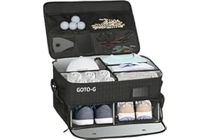 1GoTo-G 3 Layer Golf Trunk Organizer - Large Capacity Golf Trunk Organizer for 2 Pair Size 13 Shoes, Gifts for Men for Accessories, Balls, Tees, Clothes, Gloves