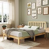 Novilla 12 Inch Full Size Bed Frame Solid Wooden Full Bed Frames with Classic Headboard Wood BedFrame Foundation, No Box Spring Needed, Easy Assembly, Pine