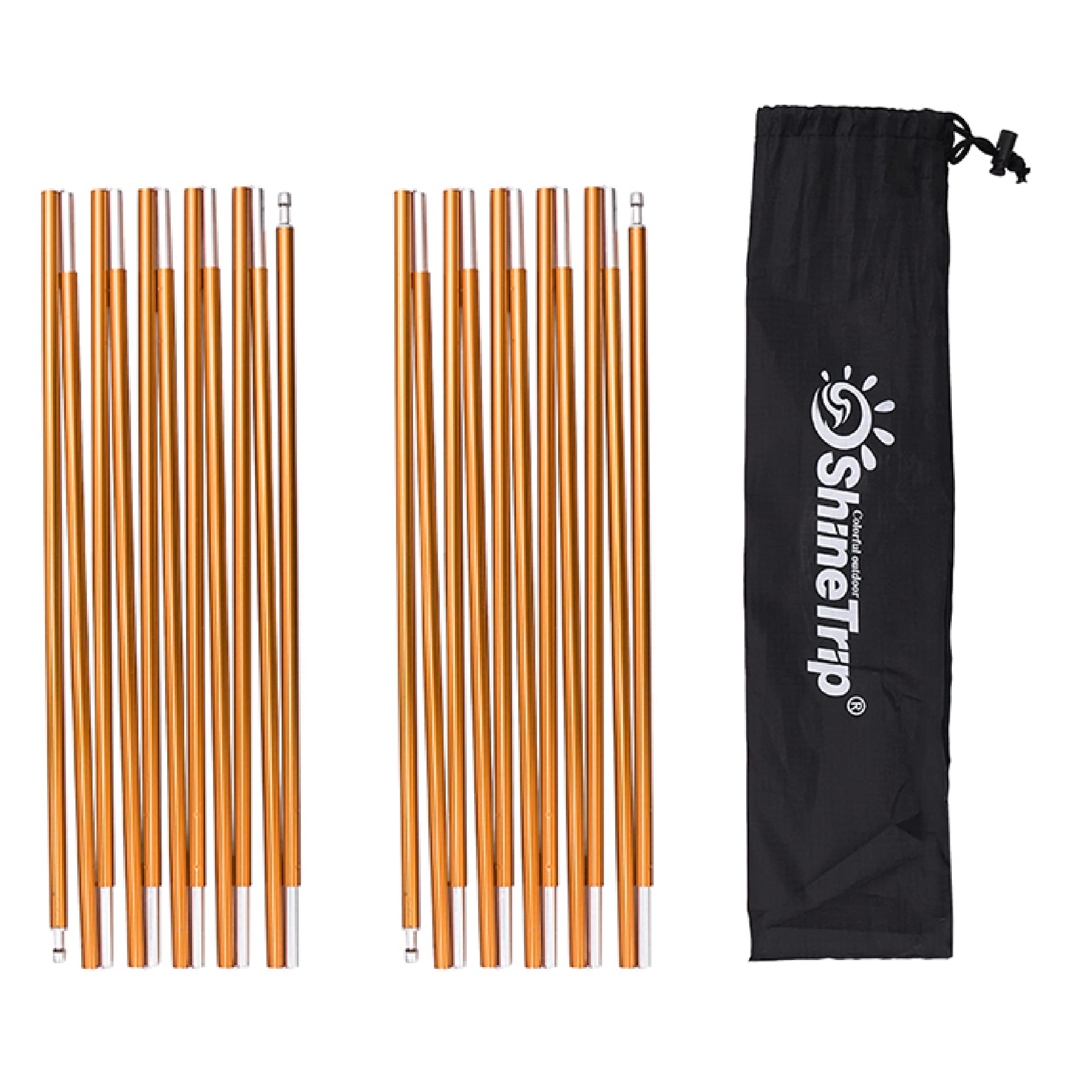 Azarxis Tent Pole Replacements Set of 2, Aluminum Tent Rod with Elastic Shock Corded Adjustable Tent Support Frames Repair Kit Tent Accessories Camping Equipment for Hiking Backpacking (Gold - 3.33m)