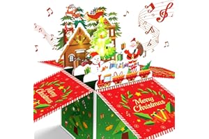 FITMITE Christmas Cards, MUSIC & LIGHTS Pop-up 3D Merry Christmas Card, Christmas Gifts for Women Men Kids Mom Dad, Blowable Candle Christmas Greeting Card with Envelopes