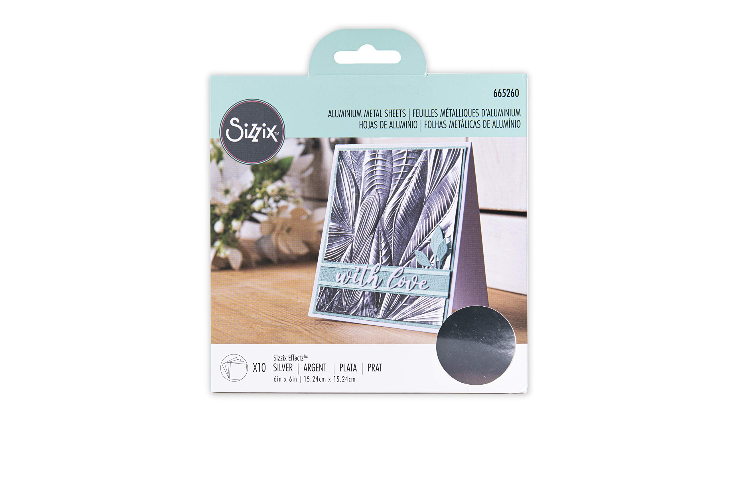 Photo 1 of Sizzix Silver, Surfacez Alum Sheets 665260, 6" x 6" Reflective Metallic Craft Boards, 10PK