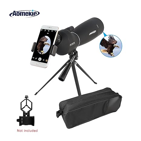 Aomekie 25-75X70 Spektiv Sportschützen Jagd mit Stativ und Tasche Wasserdicht 45 Grad abgewinkelt Okular für Vogelbeobachtung