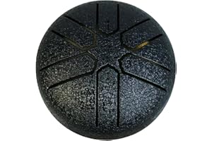 OULFOT brand steel drums Mini steel tongue drum 3-inch 6-note Metal tambourine Ethereal drum 6-color optional outdoor music gift small percussion instruments (Cyan)