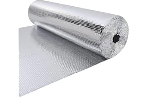 The Fellie Reflective Insulation Sheet, 3.6mm Thick 24in x 16Ft Double Side Aluminum Foil Insulations for Window Garage RV Camper Car Roof Door Insulation - Weatherproof, Cold and Heat Shield