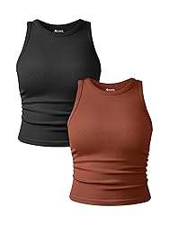 OQQ Women's 2 Piece Tank Tops Crew Neck Sleeveless